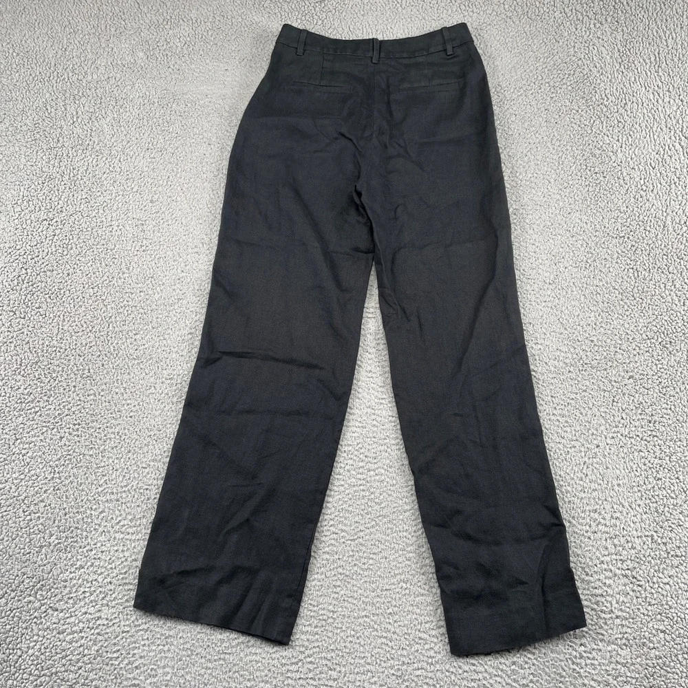 Banana Republic Pants Women 2 Black Linen Wide Leg Pleated Trousers Career